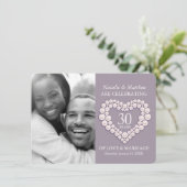 Perlherz Hochzeit Foto 30 Jahre Party Einladung (Stehend Vorderseite)