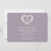Perlherz Hochzeit Foto 30 Jahre Party Einladung (Rückseite)