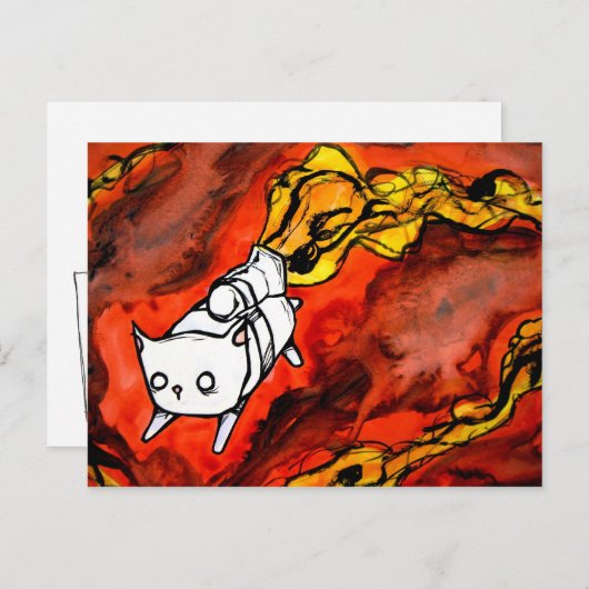 Perlkatze mit Jetpack Postkarte (Vorne/Hinten)