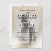Perlmehl Glitzer ombre Metallisches Foto Hochzeit Einladung (Vorderseite)