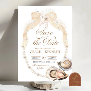 Perlmuschel Elfenbein Save The Date Einladung