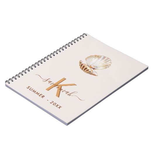 Perlmuschel-Monogramm aus Perlmuscheln Notizblock (Linke Seite)