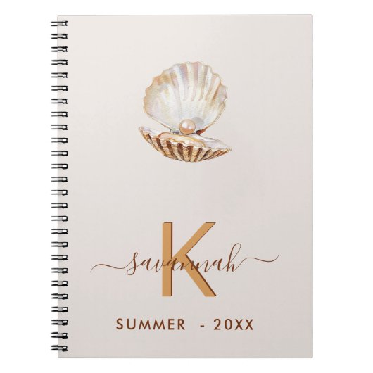 Perlmuschel-Monogramm aus Perlmuscheln Notizblock (Vorderseite)