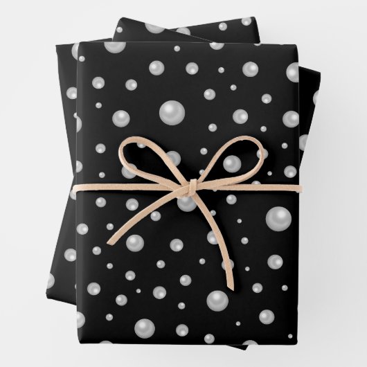 Perlmuster auf schwarzem Hintergrund Geschenkpapier Set (Beispiel)