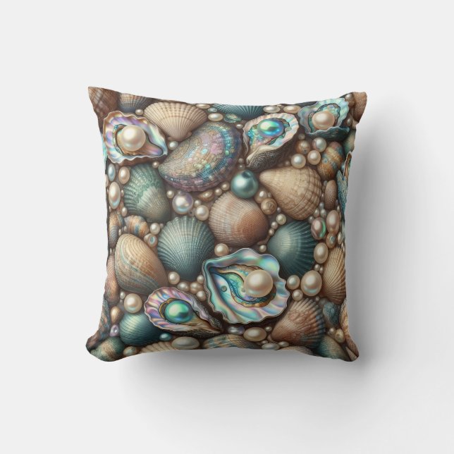 Perlmutt-Abalone-Gold-Austernschale Kissen (Vorderseite)