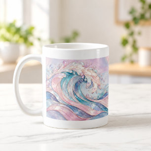 Perlmutt-Tiden-Pastell-Abstrakt-Welle-Tasse Kaffeetasse