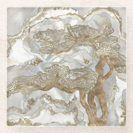 Perlmuttbaum Glasuntersetzer (Vorderseite)