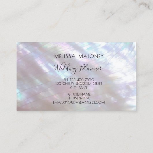 Perlmutter-Monogramm-Schimmern Visitenkarte (Rückseite)