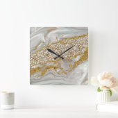 Perlmutter und Goldmedaille Abstrakt Quadratische Wanduhr (Zuhause)