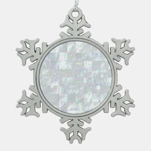 Perlmuttmosaik Schneeflocken Zinn-Ornament (Vorderseite)