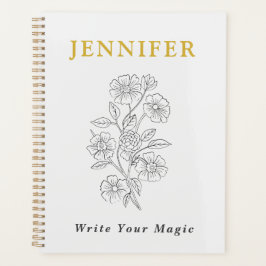 Perlmuttweißes Notizbuch mit Goldlinie – Elegant  Planer
