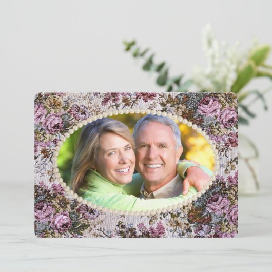 Perlrahmen und Tapestry-Erneuerung Einladung (Stehend Vorderseite)