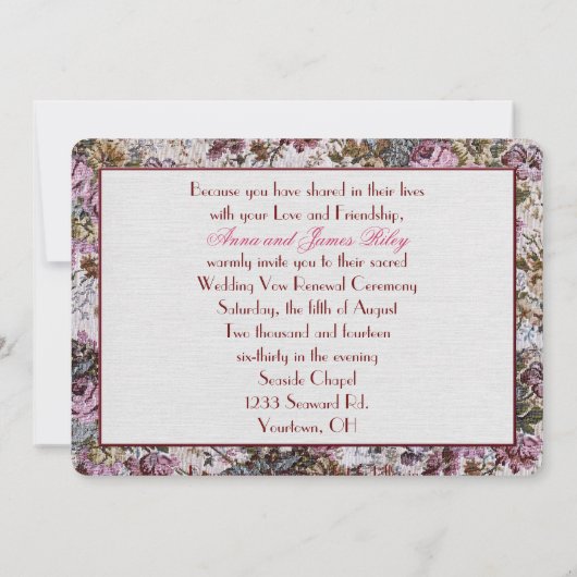 Perlrahmen und Tapestry-Erneuerung Einladung (Rückseite)