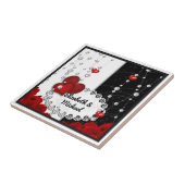 Perlschwarz mit Valentinstag und Perlen Fliese (Seite)