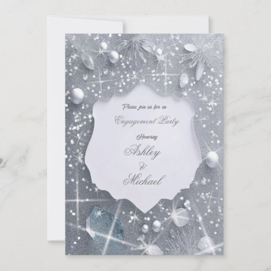 Perlsilber-Glitzer-Sequenzen Einladung (Vorderseite)