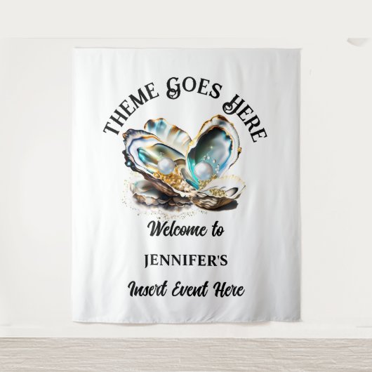 Perlstrasse Austernsee Muschel irideszierendes Par Wandteppich (Vorderseite)