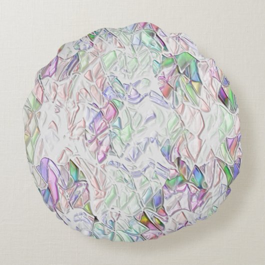 Perltöne oder farbige, in Creme gemischte Stücke Rundes Kissen (Rückseite)