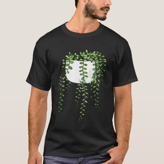 Perlwein-Perlenperlen Curio Rowleyanus blühen T-Shirt (Vorderseite)