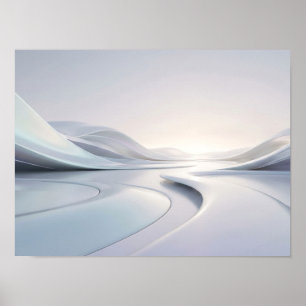Perlweiß futuristische Wellenlandschaft Poster
