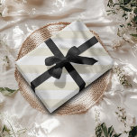 Perlweiße, horizontale Streifen Geschenkpapier<br><div class="desc">Pearl and White Wide Horizontal Strip Wrapping Paper</div>