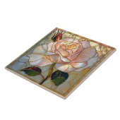 Perlweißes Rosa Rose Hartglas Fliese (Seite)