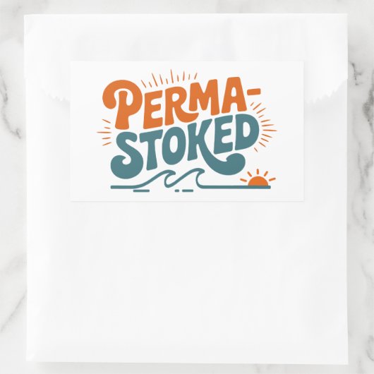Perma-Stoked Waves Rechteckiger Aufkleber (Tasche)