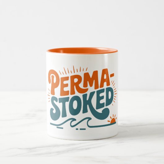 Perma-Stoked Waves Zweifarbige Tasse (Mittel)