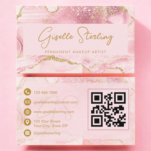 Permanent Makeup Artist Blush Pink Achat QR Code Visitenkarte