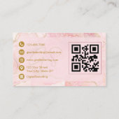 Permanent Makeup Artist Blush Pink Agate QR Code Visitenkarte (Rückseite)