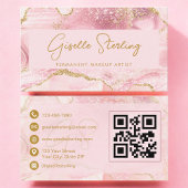 Permanent Makeup Artist Blush Pink Agate QR Code Visitenkarte