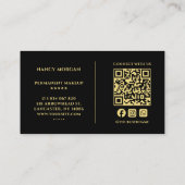 Permanent Makeup Schwarz Gold Visitenkarte (Rückseite)
