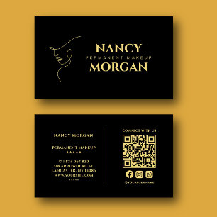 Permanent Makeup Schwarz Gold Visitenkarte