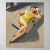 Permite Girl on Car Strampler Button Poster (Vorne)