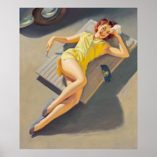 Permite Girl on Car Strampler Button Poster (Vorne)