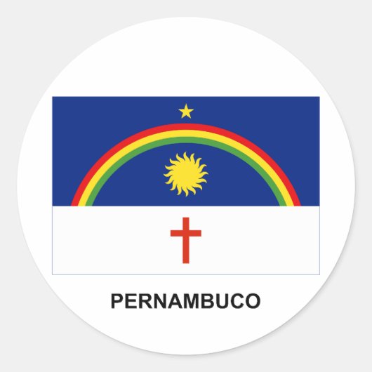 Pernambuco, Flagge Brasiliens Runder Aufkleber (Vorderseite)