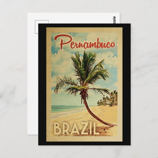 Pernambuco Palm Tree Vintage Reise Postkarte (Vorne/Hinten)