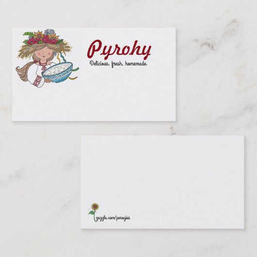 Perogie Pyrohy Pierogi Mädchen-Ukrainer-Volkskunst Visitenkarte (Vorne/Hinten)