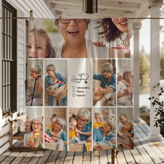 Peronalized 10 Photo Best Grandma Ever Minimalist Fleecedecke