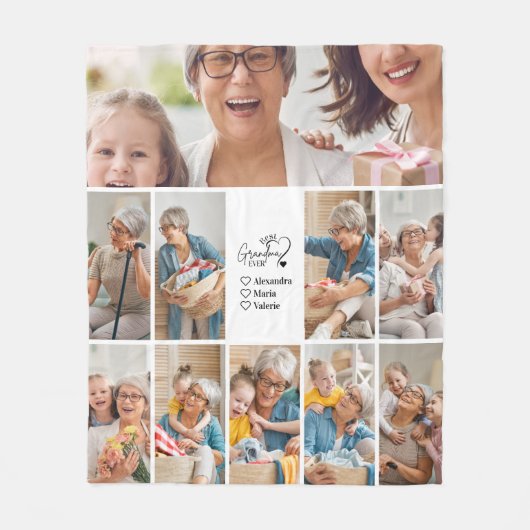 Peronalized 10 Photo Best Grandma Ever Minimalist Fleecedecke (Vorderseite)