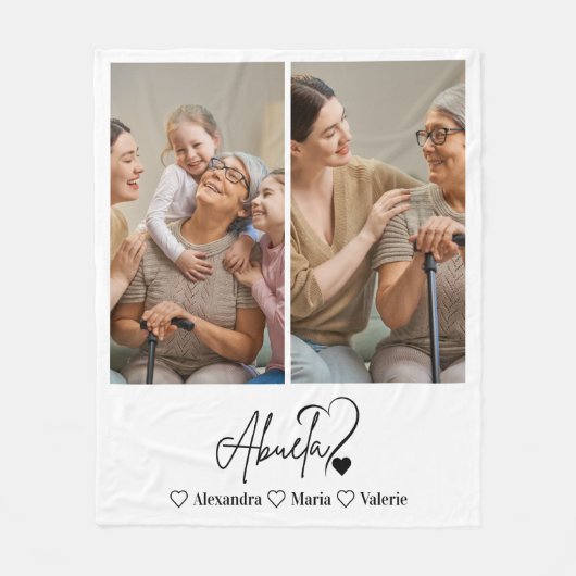 Peronalized 2 Photo  Abuela Minimalist Line Art Fleecedecke (Vorderseite)