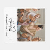 Peronalized 2 Photo  Abuela Minimalist Line Art Fleecedecke (Vorderseite (Horizontal))