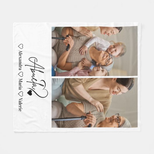 Peronalized 2 Photo  Abuela Minimalist Line Art Fleecedecke (Vorderseite (Horizontal))