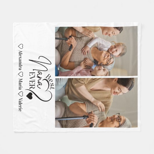 Peronalized 2 Photo  Best Nana Ever Minimalist Fleecedecke (Vorderseite (Horizontal))