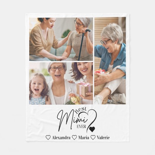 Peronalized 3 Photo Best Mimi Ever Minimalist Fleecedecke (Vorderseite)