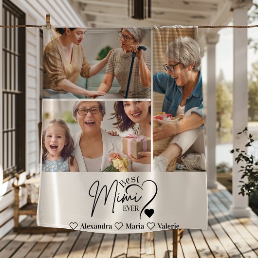 Peronalized 3 Photo Best Mimi Ever Minimalist Fleecedecke