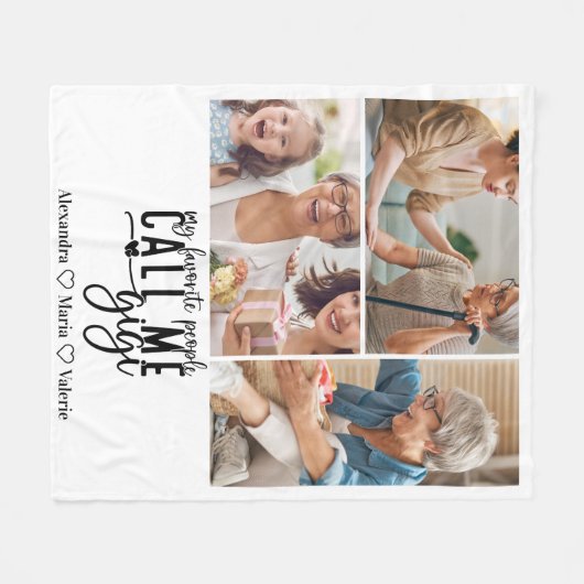 Peronalized 3 Photo Gigi Gift Fleecedecke (Vorderseite (Horizontal))