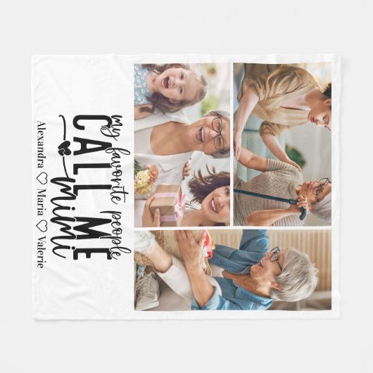 Peronalized 3 Photo Mimi Gift Fleecedecke (Vorderseite (Horizontal))