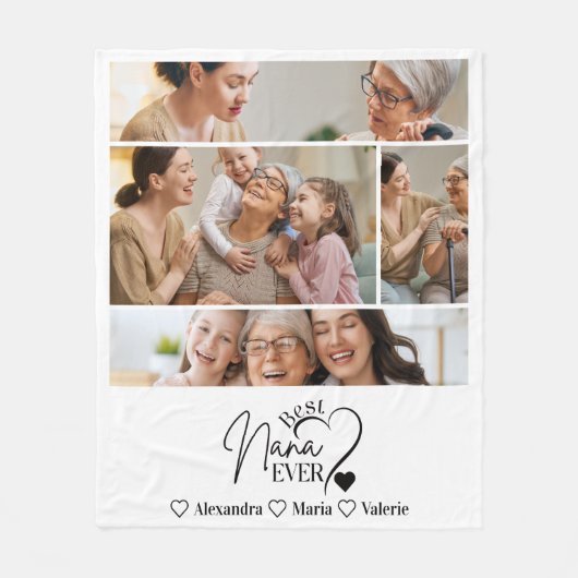 Peronalized 4 Photo Best Nana Ever Minimalis Fleecedecke (Vorderseite)