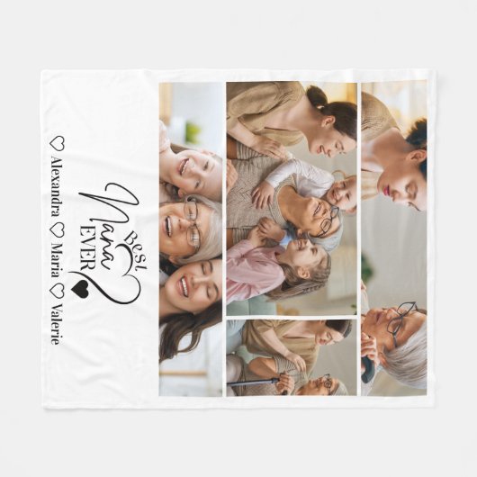 Peronalized 4 Photo Best Nana Ever Minimalis Fleecedecke (Vorderseite (Horizontal))