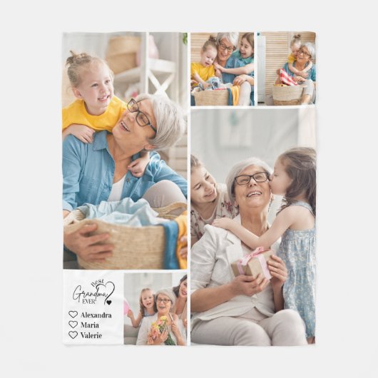 Peronalized 5 Photo Best Grandma Ever Minimalist Fleecedecke (Vorderseite)